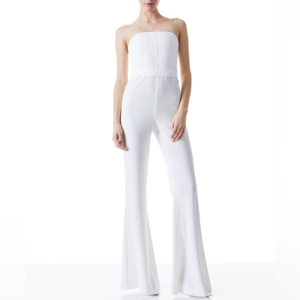 Alice Olivia Strapless Lavera Flared Jumpsuit Sz 2 New